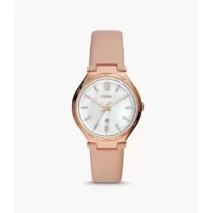 Fossil Womens Ashtyn Three-Hand Date Leather Watch - Pink