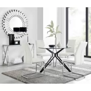 Furniture Box Cascina Dining Table and 4 White Lorenzo Chairs