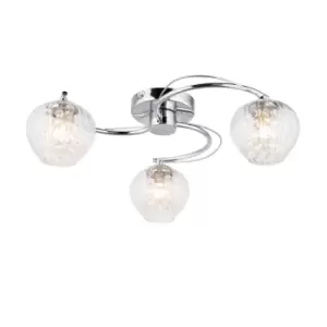 Mesmer Multi Arm Glass Semi Flush Ceiling Lamp, Chrome Plate With Glass, Glass Beads