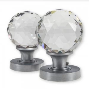 LocksOnline Clear Glass Faceted Mortice Door Knob Set