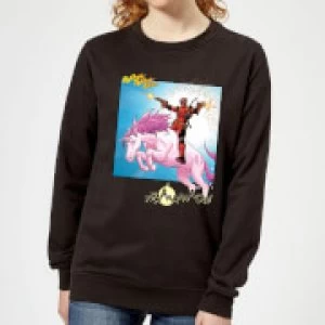 Marvel Deadpool Unicorn Battle Womens Sweatshirt - Black - XL