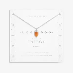 Affirmation Crystal Energy Amber Silver 46cm + 5cm Necklace 6145