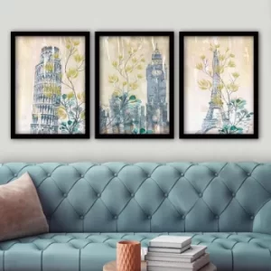 3SC49 Multicolor Decorative Framed Painting (3 Pieces)