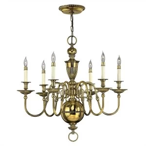 6 Light Chandelier Polished Brass Finish, E14