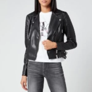 Calvin Klein Jeans Womens Faux Leather Biker Jacket - CK Black - S