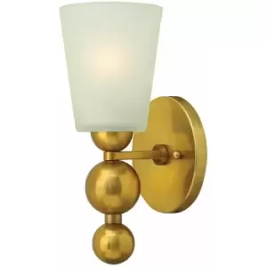 Loops - Wall Light Tapered Etched Glass Shade Brass Spheres Vintage Brass LED E27 60W