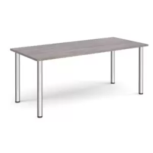 Rectangular chrome radial leg meeting table 1800mm x 800mm - grey oak