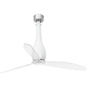 Faro eterfan - Shiny White, Transparent Ceiling Fan With dc Motor Smart - Remote Included