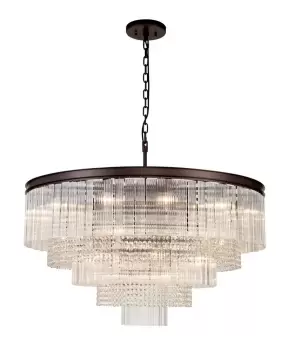 Large 3 Tier Round Pendant, 27 Light E14, Brown Oxide, Item Weight: 28.6kg