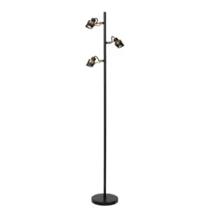 Tundran Retro Floor Lamp - 3xGU10 - Black