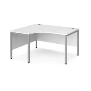 Office Desk Left Hand Corner Desk 1400mm White Top With Silver Frame 1200mm Depth Maestro 25 MB14ELSWH