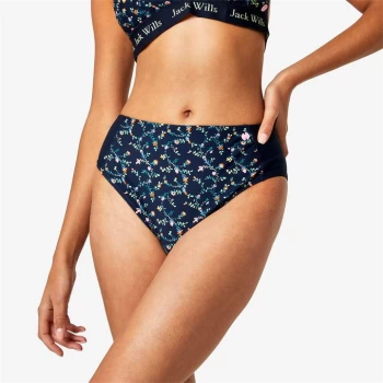 Jack Wills Elkfield Floral High Waisted Bikini Bottoms - Navy Print