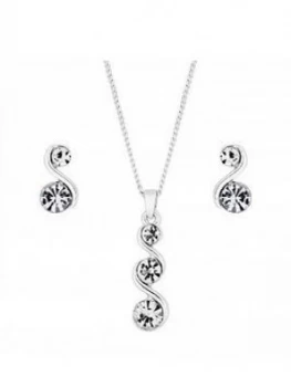 Jon Richard Jon Richard Bliss Silver Plated Crystal Twist Pendant With Matching Drop Earrings Jewellery Set