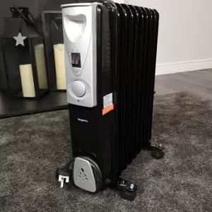 2000w 2kw 9 Fin Slimline Black Oil Filled Radiator Heater with Adjustable Thermostat