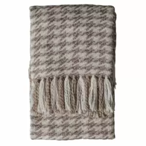 Crossland Grove Houndstooth Woven Throw Oatmeal Cream 1300x1700mm