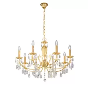 Victoria 2 Multi Arm Chandeliers 8 Light 24 Carat Gold