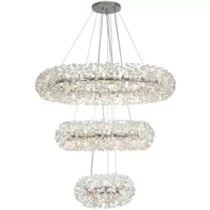 Luminosa 3 Tier Pendant 74 Light G9 Polished Chrome, Crystal, Item Weight: 37.6kg