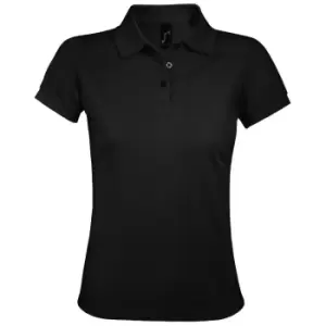 SOLs Womens/Ladies Prime Pique Polo Shirt (XL) (Black)