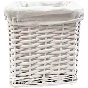 Small Wicker Willow Storage Basket With Cloth Lining [White square 20x20x20,SQUARE]