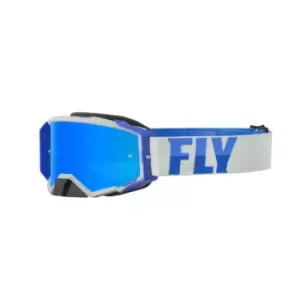 FLY Racing Zone Pro Goggle Grey Blue W Sky Blue Mirroroke Lens