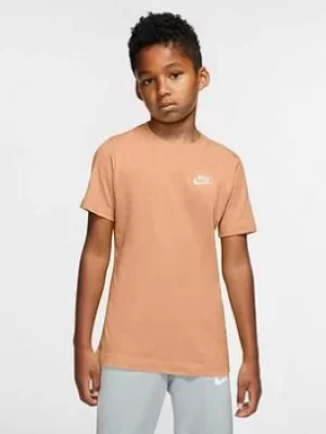 Nike Boys Nsw Tee Embroidered Futura Classic Tee, Orange, Size S=8-10 Years