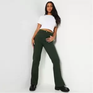 I Saw It First High Waist Side Split Hem Jeans - Green