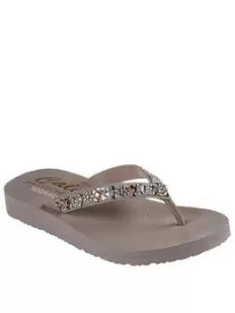 Skechers Meditation Garden Bliss Flip Flops, Taupe, Size 6, Women