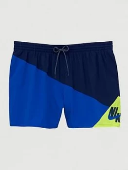 Nike Swim Plus Size 5" Logo Jackknife Swim Shorts - Navy/Blue/Yellow