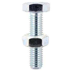 Hexagon Set Screws and Nuts Zinc Plated M12 25mm Pack of 2