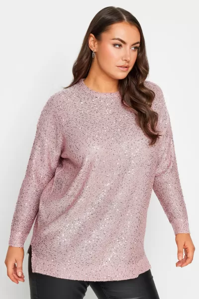 Yours Christmas Sequin Jumper Pink