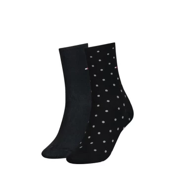 Tommy Bodywear Hilfiger Dot Crew Socks 2 Pack Ladies - Black