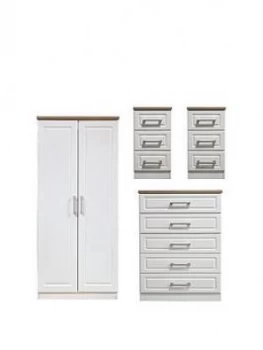 Swift Regent Ready Assembled 4 Piece Package - 2 Door Wardrobe, 5 Drawer Chest And 2 Bedside Chests