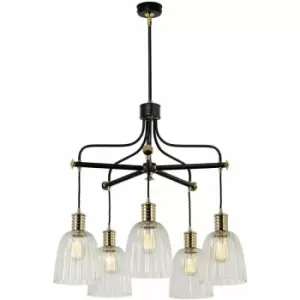 Loops - 5 Bulb Chandelier LIght Black Highly Polished Brass LED E27 60W