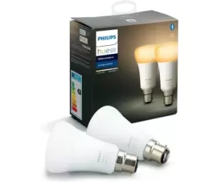 PHILIPS HUE White Ambiance Bluetooth LED Bulb - B22, 800 Lumens, Twin Pack, White