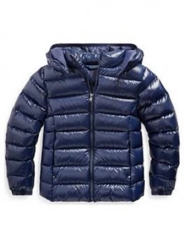 Ralph Lauren Girls Hooded Down Jacket - Navy, Size 7 Years, S, Women