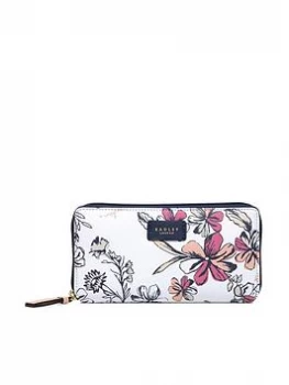 Radley Sketchy Floral Large Zip Around Matinee Purse - Bright White