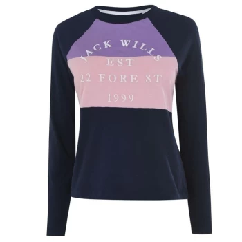 Jack Wills Hatley Colour Block T-Shirt - Navy