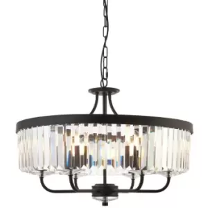 Merano Ascoli Multi Arm Lamp Pendant Ceiling Lamp, Matt Black, Cut Glass