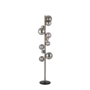 Marshall Floor Lamp, 11 Light G9, Satin Nickel, Smoke Plated Glass