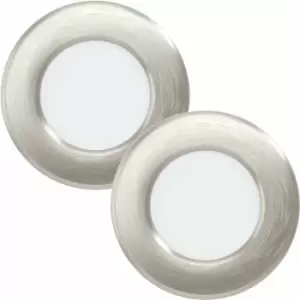 Loops - 2 pack Wall / Ceiling Flush Downlight Satin Nickel Steel 2.7W Built in led