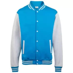 Awdis Unisex Varsity Jacket (M) (Sapphire Blue/ Heather Grey)