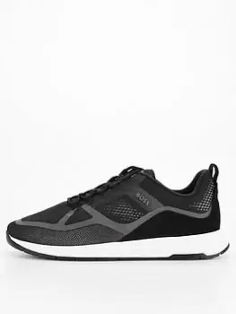 BOSS Titanium Tech Knit Runner Trainers - Black, Size 8, Men