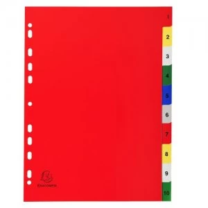 Exacompta PP A4 Index 1-10 Coloured Tabs