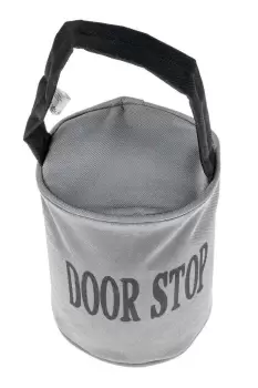 Grey and Black Filled Fabric Door Stop with Handle