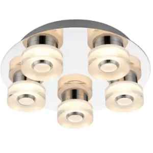 Flush Bathroom Ceiling Light RGB Colour Changing 5x LED Lamp IP44 Chrome Remote