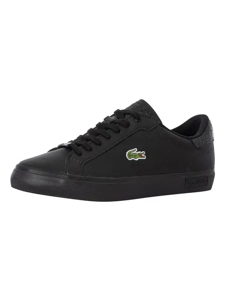 Lacoste Powercourt 1121 1 SMA Leather Trainers Black 6 UK