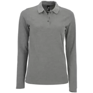 SOLS Womens/Ladies Perfect Long Sleeve Pique Polo Shirt (3XL) (Grey Marl)