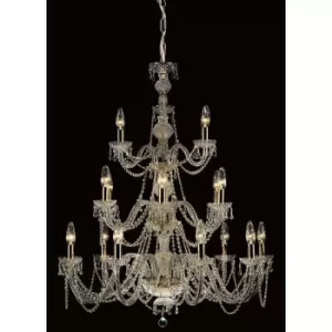 Impex Modra Crystal Gold 18 Arm Chandelier