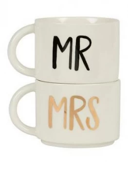 Sass & Belle Mr & Mrs Stacking Mugs Set Of 2