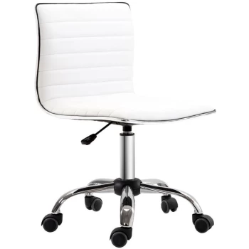 Homcom - Armless Mid-Back Adjustable Office Chair with 360 Swivel Ergonomic White